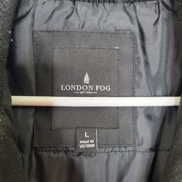 London Fog Black Water Resistant Insulated Zip Snap Closure Jacket Size Large - Picture 11 of 11
